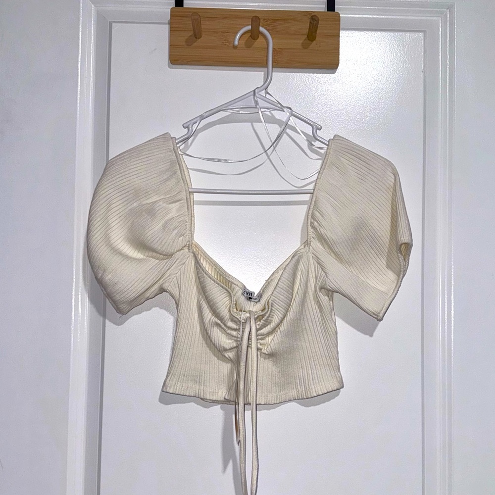 ZARA CROPPED BALLOON SLEEVE TOP